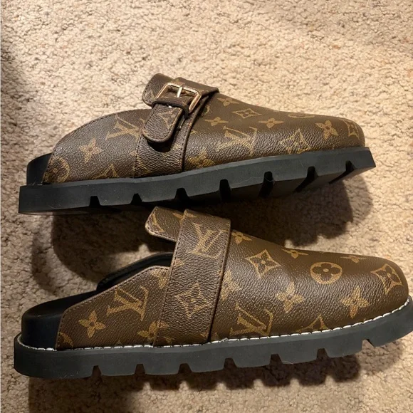 Louis Vuitton Brown Monogram Loafers - Picture 3 of 5